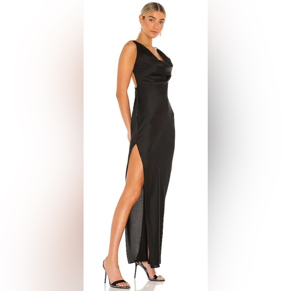 NWT MICHAEL COSTELLO X REVOLVE DANI GOWN IN BLACK Michael Costello - Picture 3 of 10